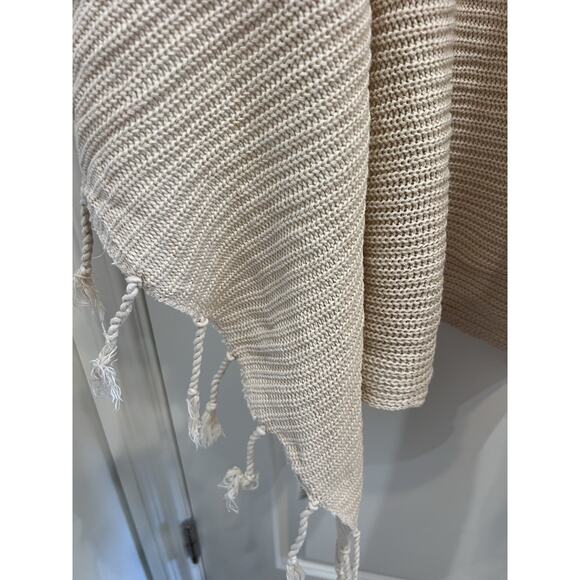 Under The Canopy Throw 60 x 72” 100% Organic Cotton Knit Stitch Blanket Cream - Picture 3 of 10